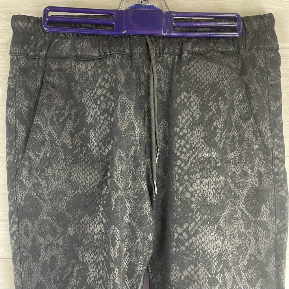 Bevy Flog Shely Black Python High Rise Drawstring Pants - Picture 4 of 8